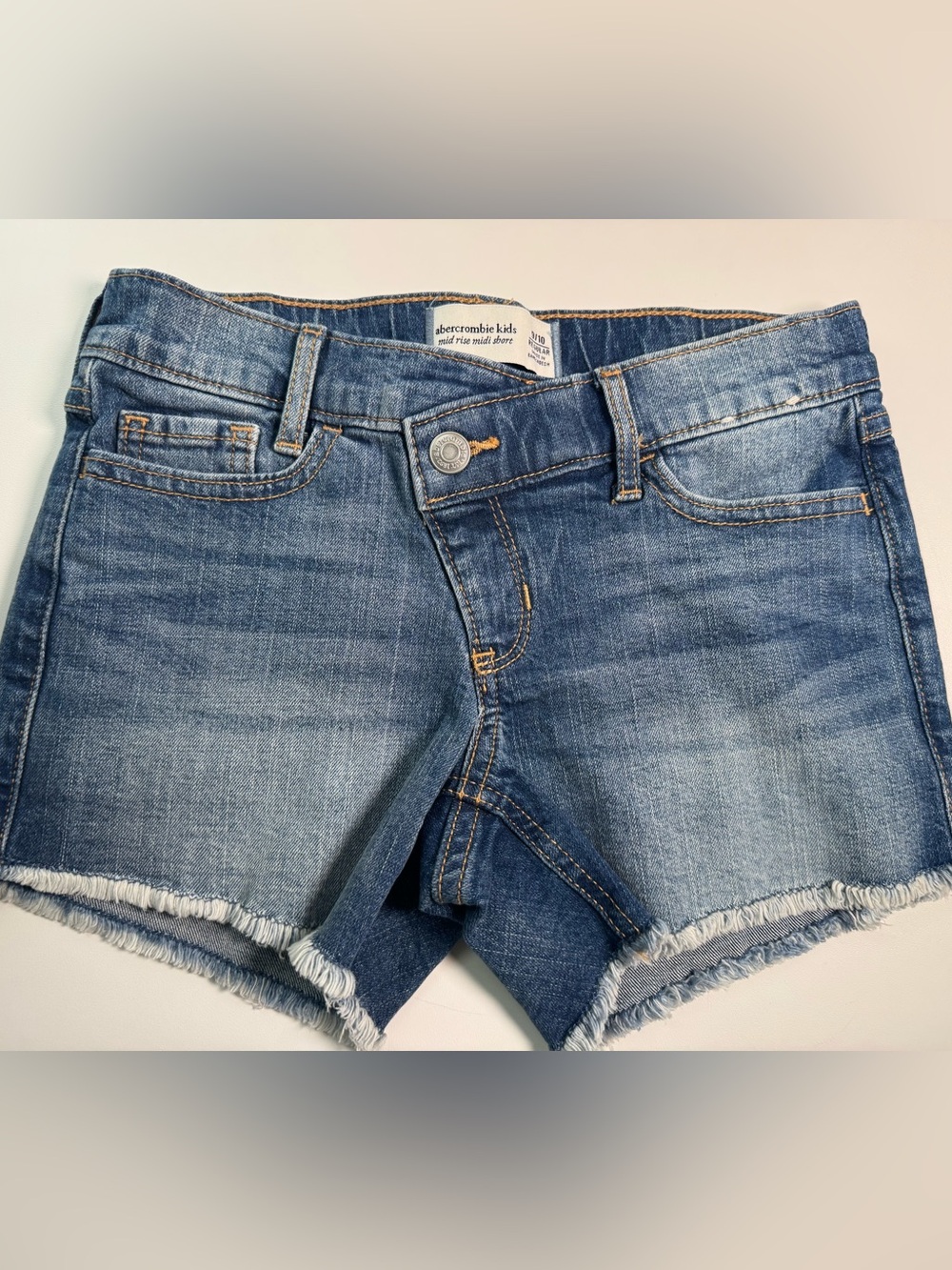 Abercrombie Kids Mid Rise Denim Shorts Size 9/10 Frayed Hem Girls Jean Shorts